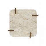 Afrolli coffee table travertine look walnut 90x90 Travertine look and walnut Melamine coated wood composite