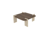 Afrolli coffee table walnut travertine 90 x 90 cm Walnut, travertine Melamine-coated wood