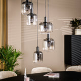 Hanging lamp Tyra 5-light smoke glass