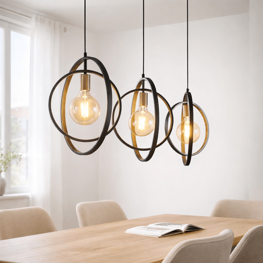 Hanglampen - Hanglamp Industrieel - zwart - rond metaal - Otan 3 - lichts - Dimehouse