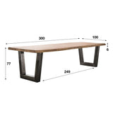 Eettafels - Industriële Boomstam Eettafel Tristan Acaciahout 300x100 - Dimehouse