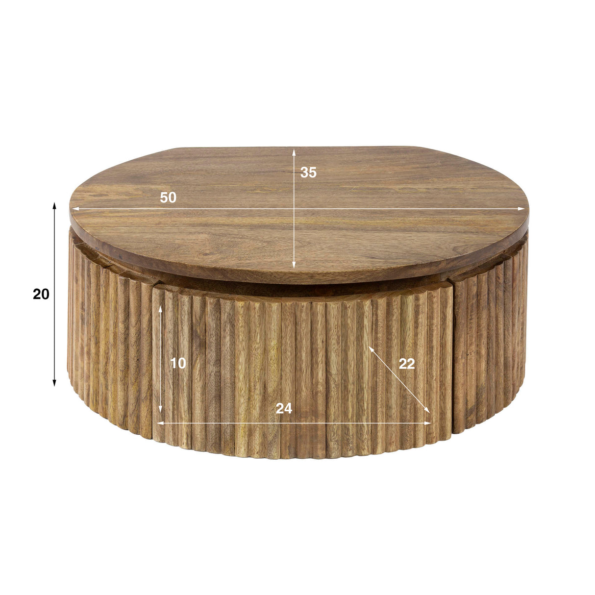 Mango bedside table with 1 drawer - sand 