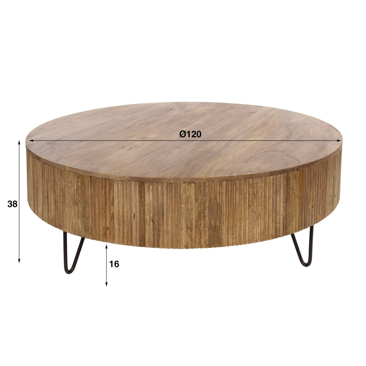 Round coffee table Mango wood Ø120 cm - Sand color 