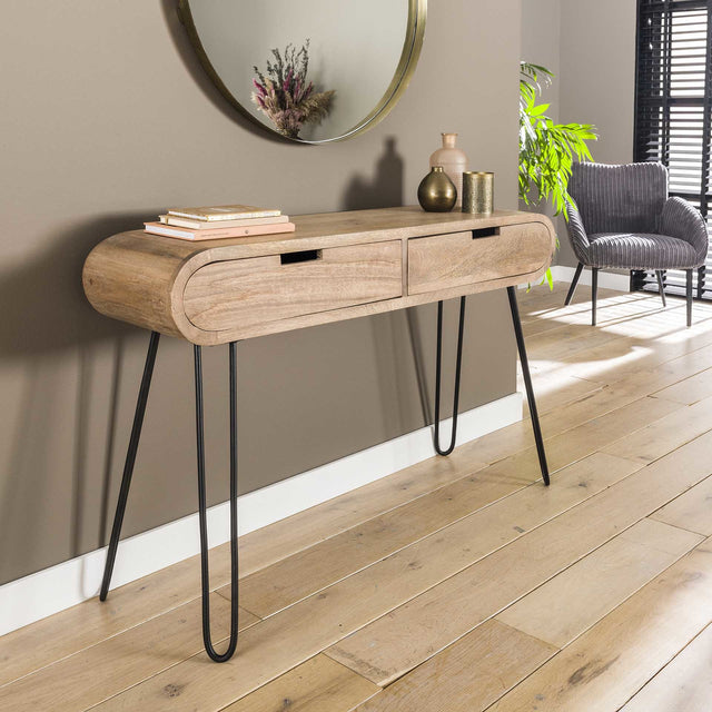 Dressing table Jasmine DH Interior Mango LxWxH 124x35x28 Mango wood Atmospheric photo diagonal front view