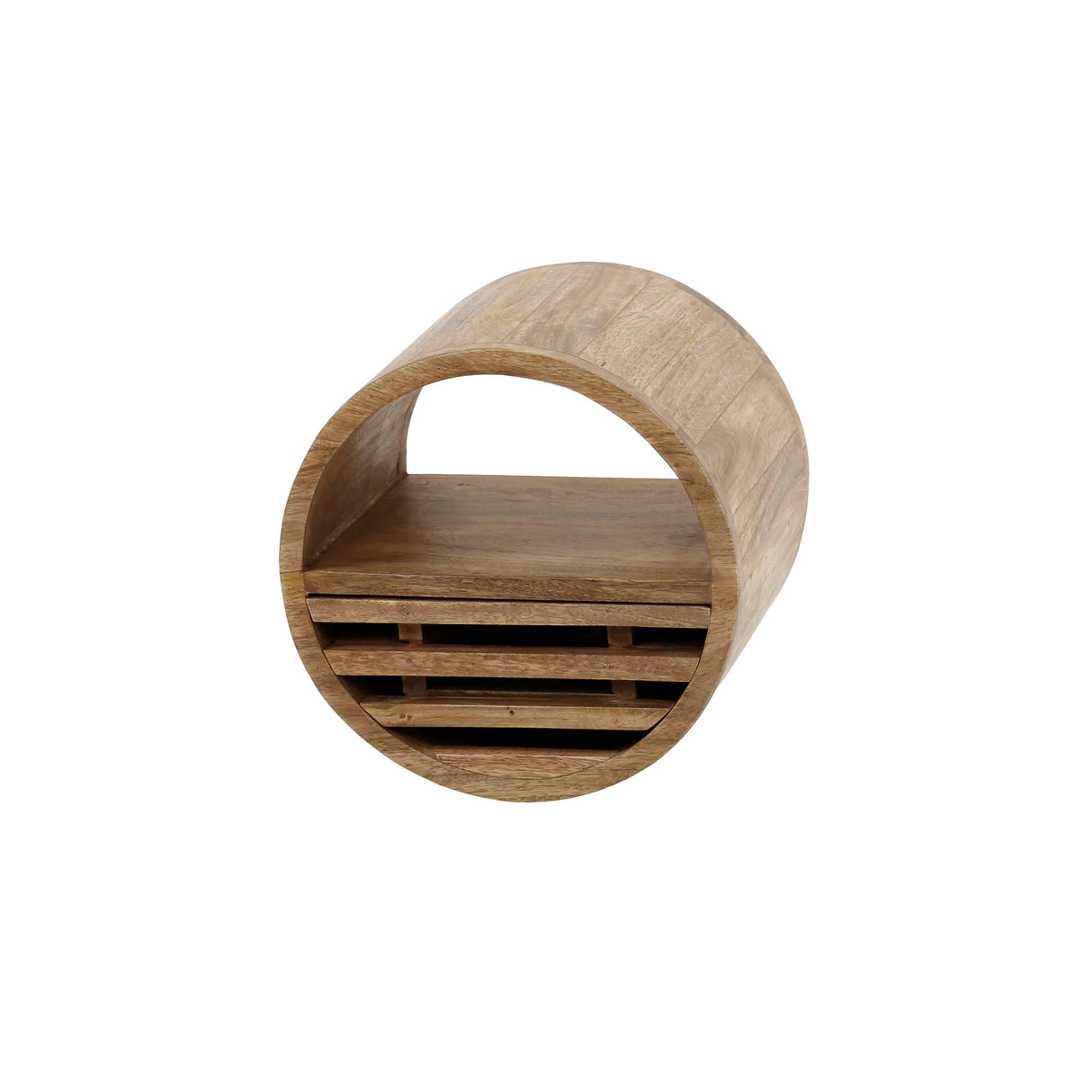 Round wall rack Jerome 1 drawer mango wood sand color