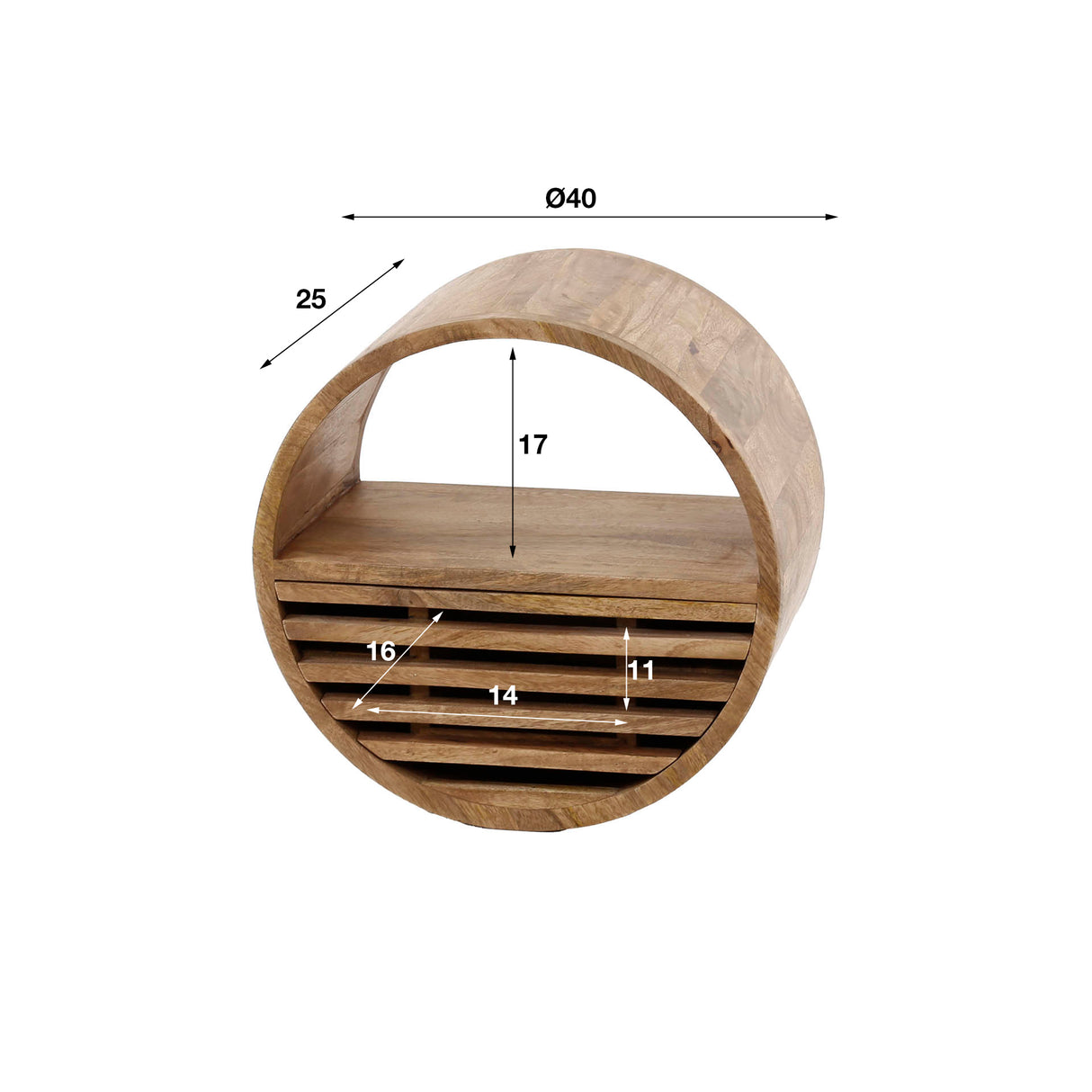 Round wall rack Jerome 1 drawer mango wood sand color