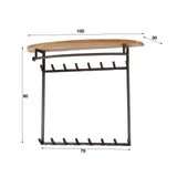 Wall Coat Rack 16-Hook River Acacia Wood - With Hat Shelf