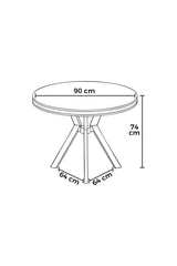 Mos dining table marble look oval 90 cm White marble look with gold 100% lacquered panel