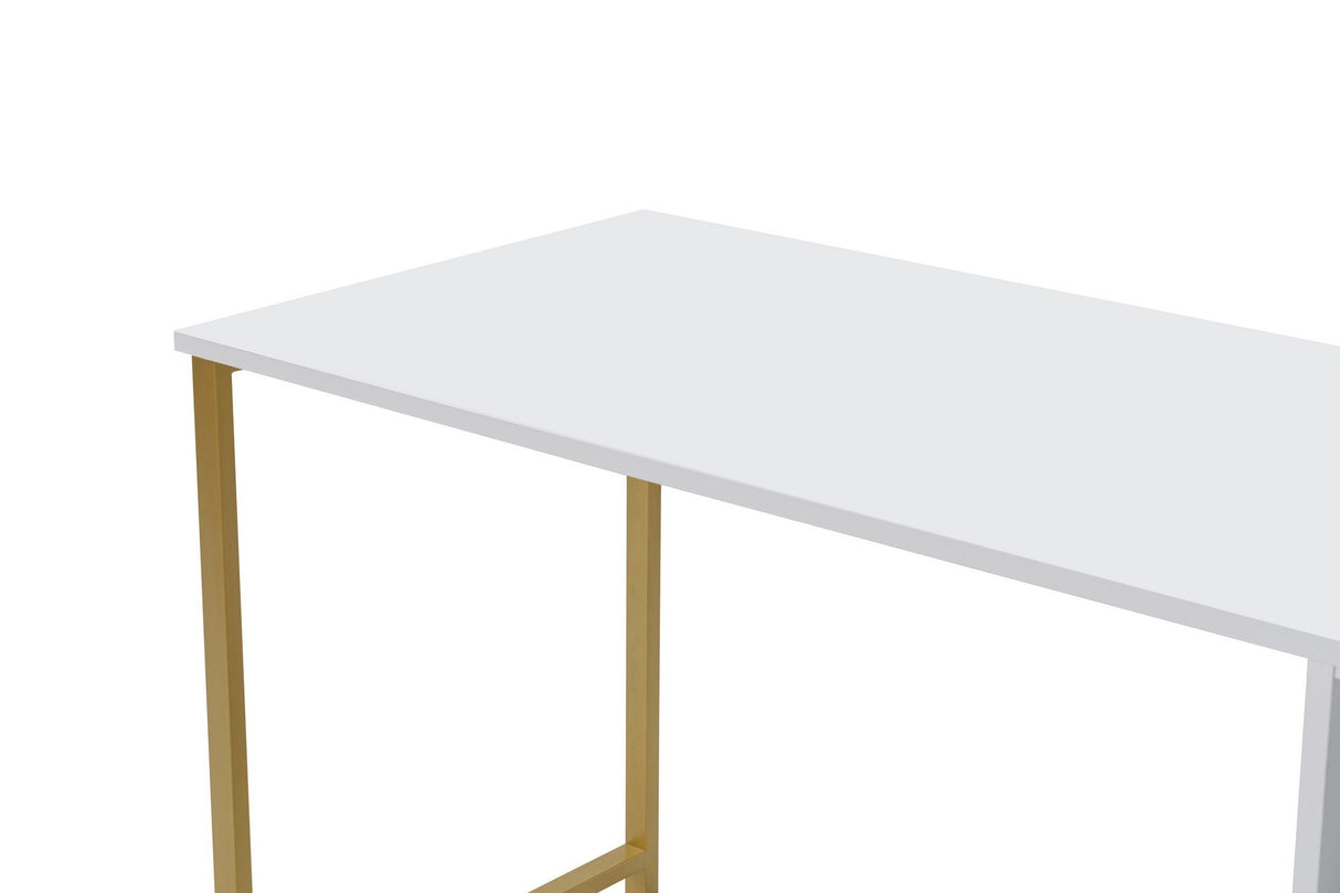 Study Bureau Melamine 240x60 cm Twin Study Desk with Silver and Gold White Gold 