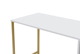 Study Bureau Melamine 240x60 cm Twin Study Desk with Silver and Gold White Gold 