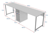 Study Bureau Melamine 240x60 cm Twin Study Desk with Silver and Gold White Gold 