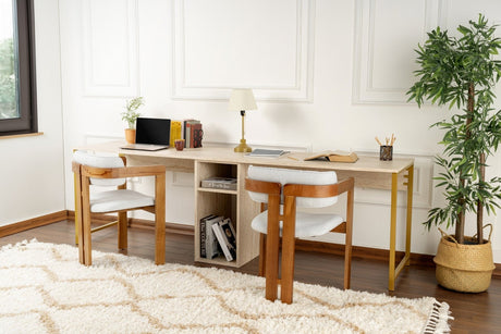 Study desk Twin Travertine Gold 240x60 cm Melamine