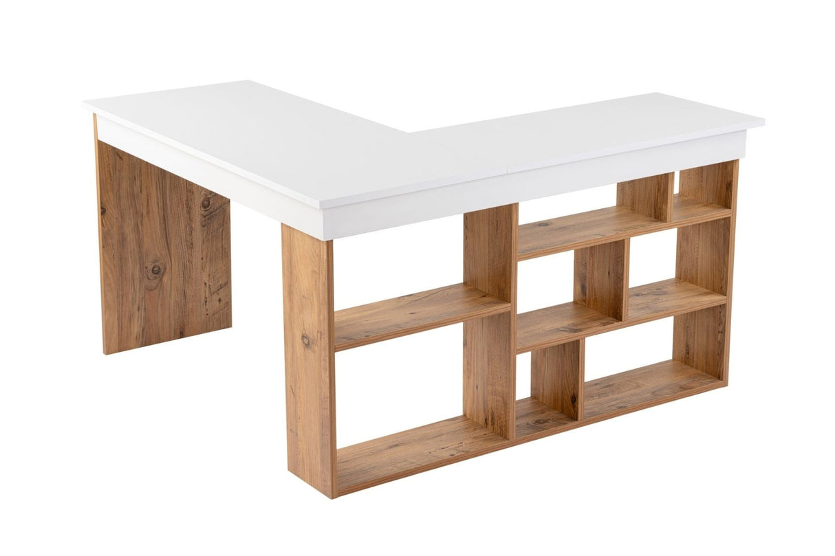 Vesper Study Desk 130x120 cm with pinewood White Atlantic Pine Melamine 