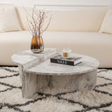 Salontafels - Ronde Salontafel Marmer Getrapt Melamine 90 cm Orin - Dimehouse