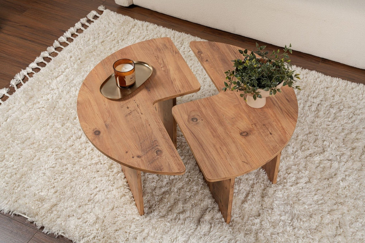 Round Coffee Table Moari Atlantic Pine Wood Melamine 90 cm 