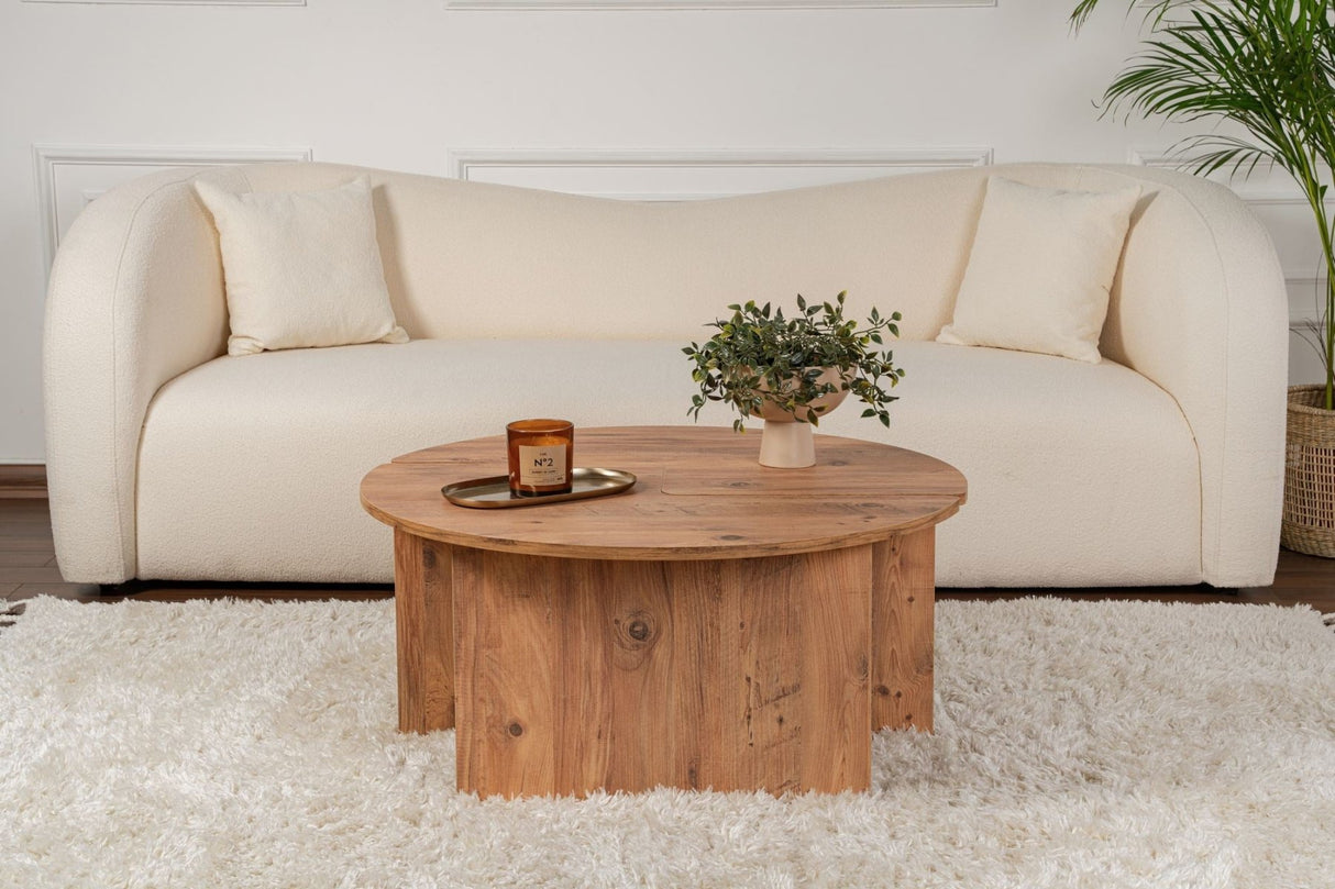 Round Coffee Table Moari Atlantic Pine Wood Melamine 90 cm 
