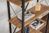 Industrial bookcase pine melamine Ely - black frame - 180x90 cm