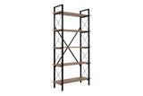 Industrial bookcase pine melamine Ely - black frame - 180x90 cm
