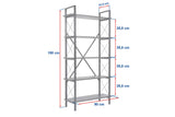 Industrial bookcase pine melamine Ely - black frame - 180x90 cm