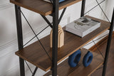 Industrial bookcase walnut melamine Ely - black frame - 180x90 cm