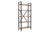 Industrial bookcase oak melamine Ely - black frame - 180x90 cm