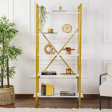 Modern bookcase white melamine Ely - Golden Frame - 180x90 cm