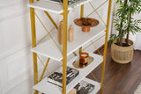 Modern bookcase white melamine Ely - Golden Frame - 180x90 cm