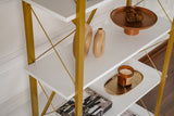 Modern bookcase white melamine Ely - Golden Frame - 180x90 cm