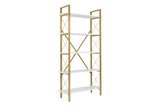 Modern bookcase white melamine Ely - Golden Frame - 180x90 cm