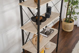 Industrial bookcase travertine melamine Ely - black frame - 180x90 cm
