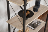 Industrial bookcase travertine melamine Ely - black frame - 180x90 cm