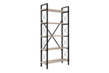Industrial bookcase travertine melamine Ely - black frame - 180x90 cm