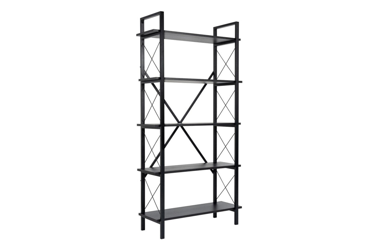 Industrial bookcase black melamine Ely - Black Frame - 180x90 cm