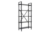 Industrial bookcase black melamine Ely - Black Frame - 180x90 cm
