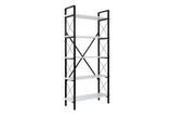 Industrial bookcase white melamine Ely - Black Frame - 180x90 cm