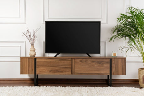 TV Unit Serenity Walnut Black 180x29.5x50 cm Walnut Black Melamine 