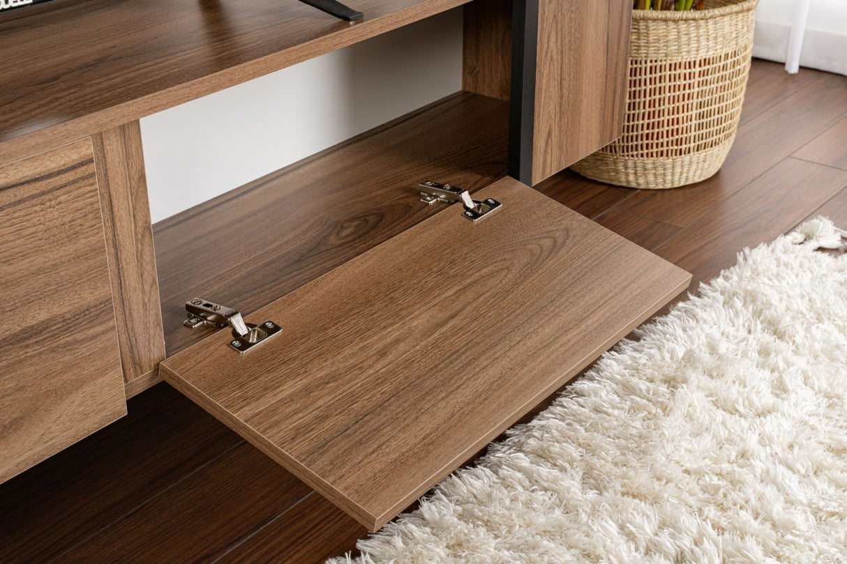 TV Meubels - TV Meubel Serenity Walnoot Zwart 180x29.5x50 cm Walnut Black Melamine - Dimehouse