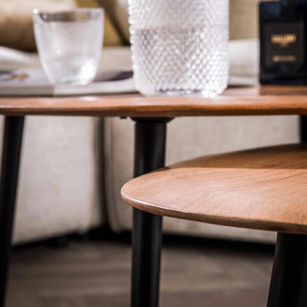 Organic Coffee Table Elvie Set of 2 Pebble Shaped Acacia Wood