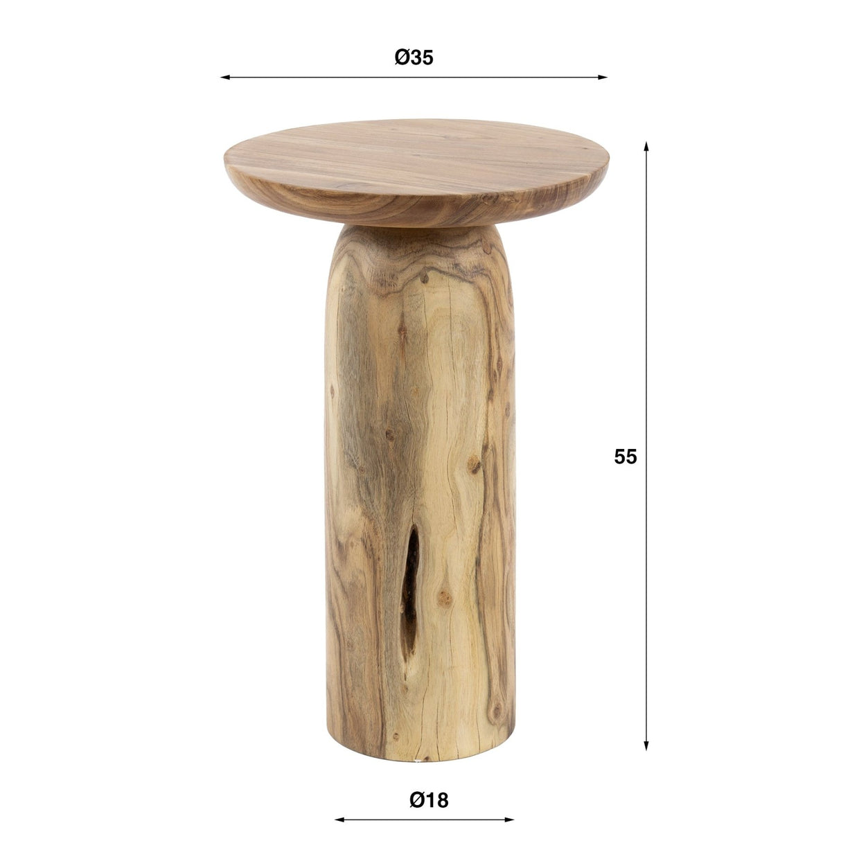 Side Table Nova - Solid Acacia Wood - 55 cm High 