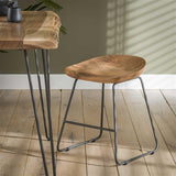 Set of 2 Industrial Low Stools Acacia Wood Novi - Seat Height 52 cm - Without Backrest