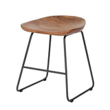 Set of 2 Industrial Low Stools Acacia Wood Novi - Seat Height 52 cm - Without Backrest