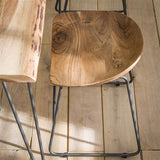 Set of 2 Industrial Low Stools Acacia Wood Novi - Seat Height 52 cm - Without Backrest