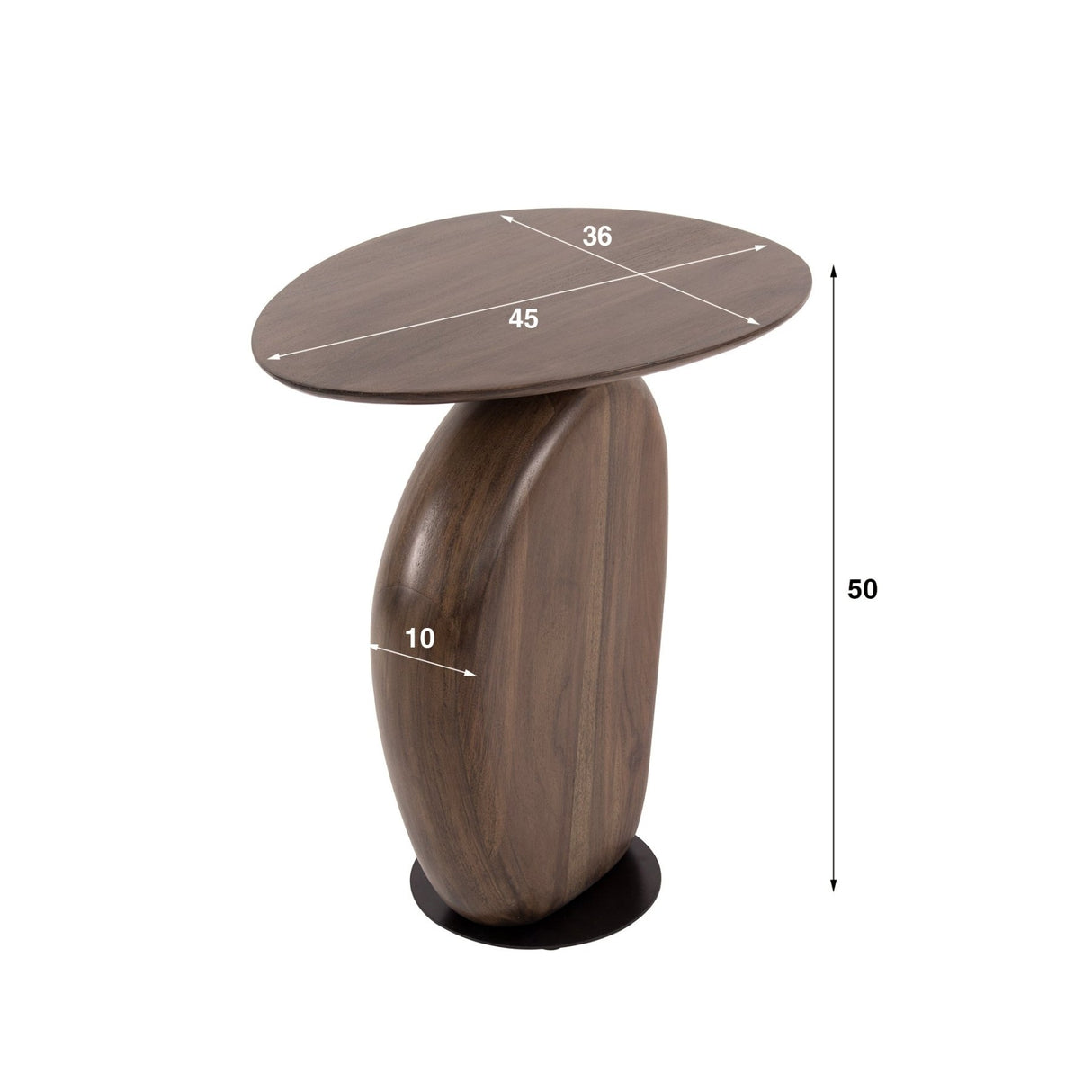 Side Table Acacia Glaze Brown 45x36x50 cm 