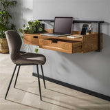 Zwevend Bureau Industrieel Naomi Acaciahout 2 lades  120x38x37 cm