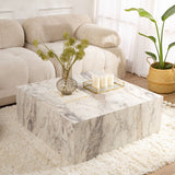 Modern Coffee Table Square 90x90 cm Marble Look Prasmi 