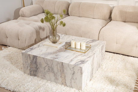 Modern Coffee Table Square 90x90 cm Marble Look Prasmi 