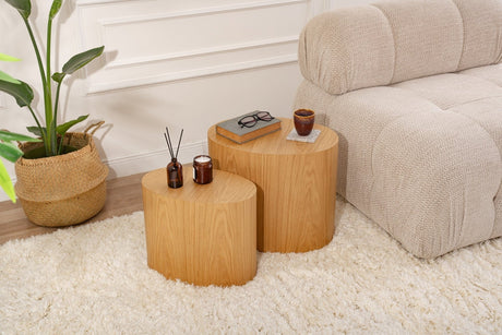 Coffee Table Set of 2 Ileps Oak Wood Look - 34x40 / 25x33 cm 