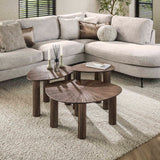 Coffee table set of 3 Myla Triangular Teak Wood Brown 