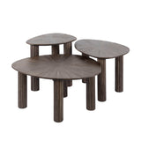 Coffee table set of 3 Myla Triangular Teak Wood Brown 