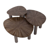 Coffee table set of 3 Myla Triangular Teak Wood Brown 
